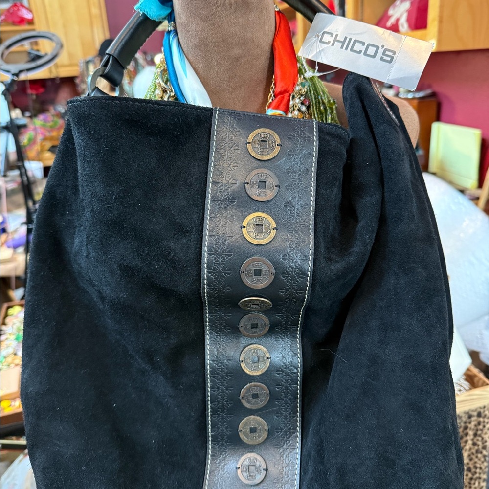 Chico's Elegant Black Bag with Beaded Accents